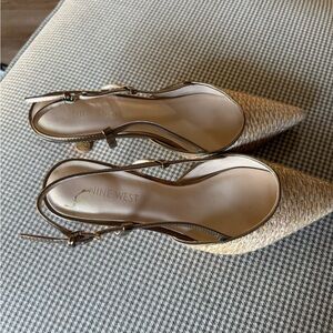 Nine West Woven Tan Heels